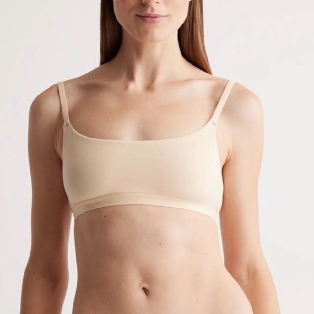 NWOT Quince Beige Light Nude Second Skin Scoop Neck Bralette (2-Pack) Sz XS